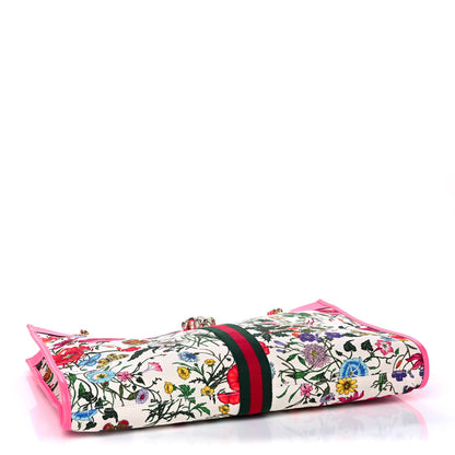 Gucci Canvas Flora Large Rajah Chain Tote White Multicolor Fuxia Fluo 4 of 12