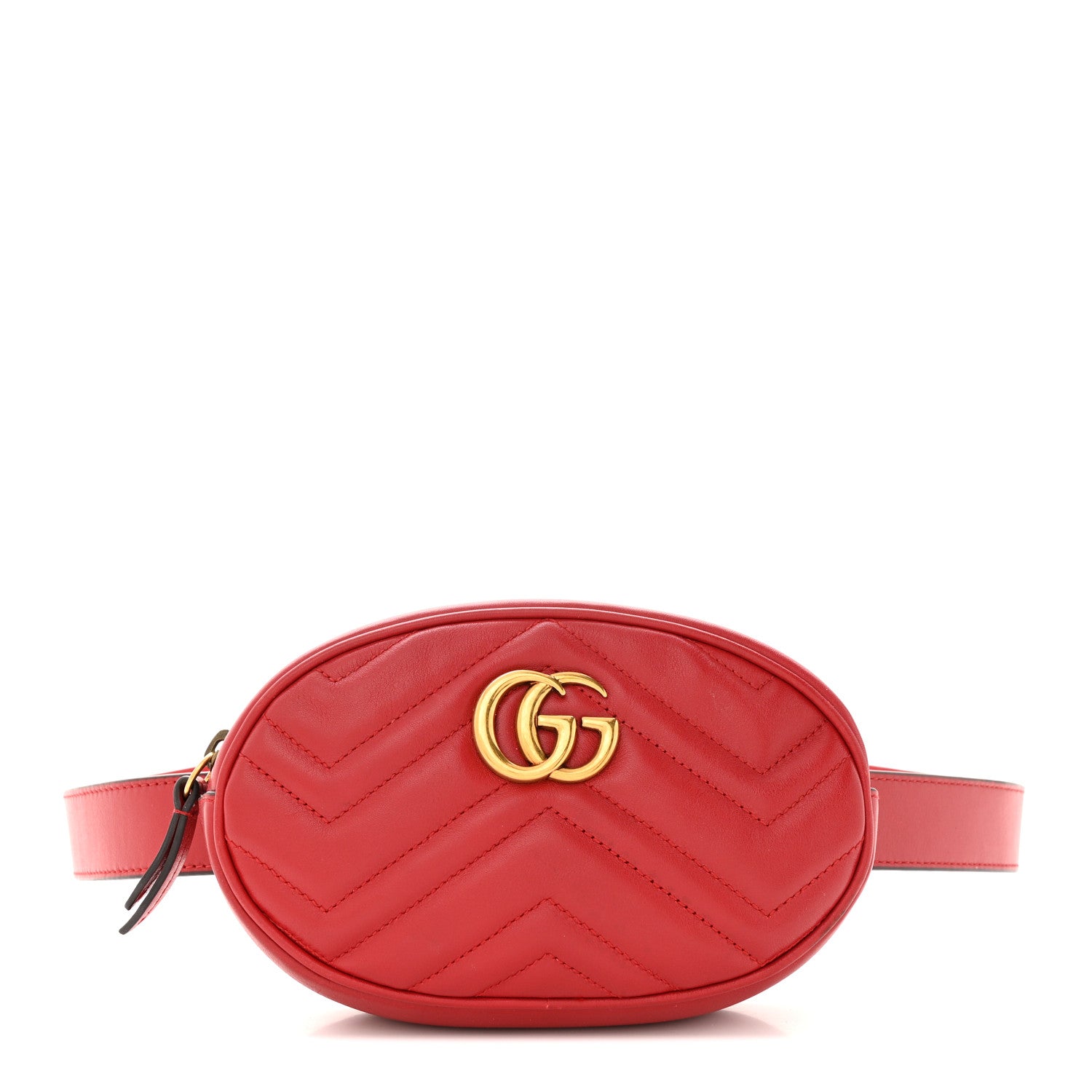 Gucci Calfskin Matelasse GG Marmont Belt Bag 95 38 Hibiscus Red 1 of 14