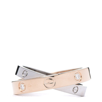 Cartier 18K Pink White Gold 6 Diamond LOVE Ring 49 4.75 3 of 6