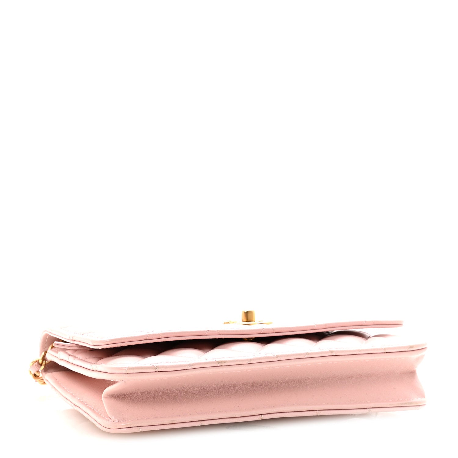 Chanel Lambskin Quilted CC Pearl Crush Wallet on Chain WOC Light Pink 4 of 12