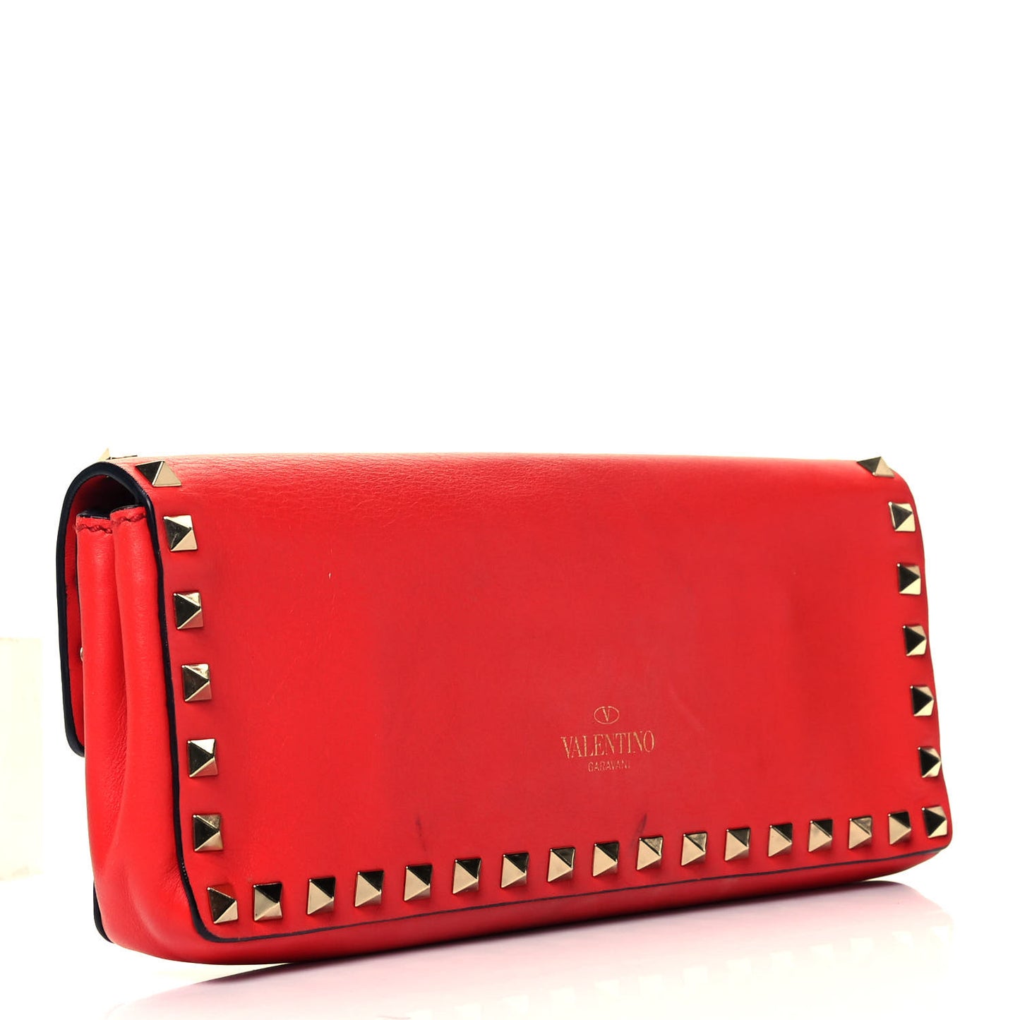 Nappa Rockstud Bangle Clutch English Red