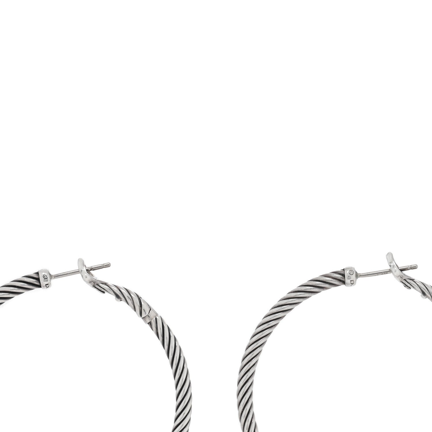 David Yurman Sterling Silver Medium Cable Classics Hoop Earrings 3 of 4