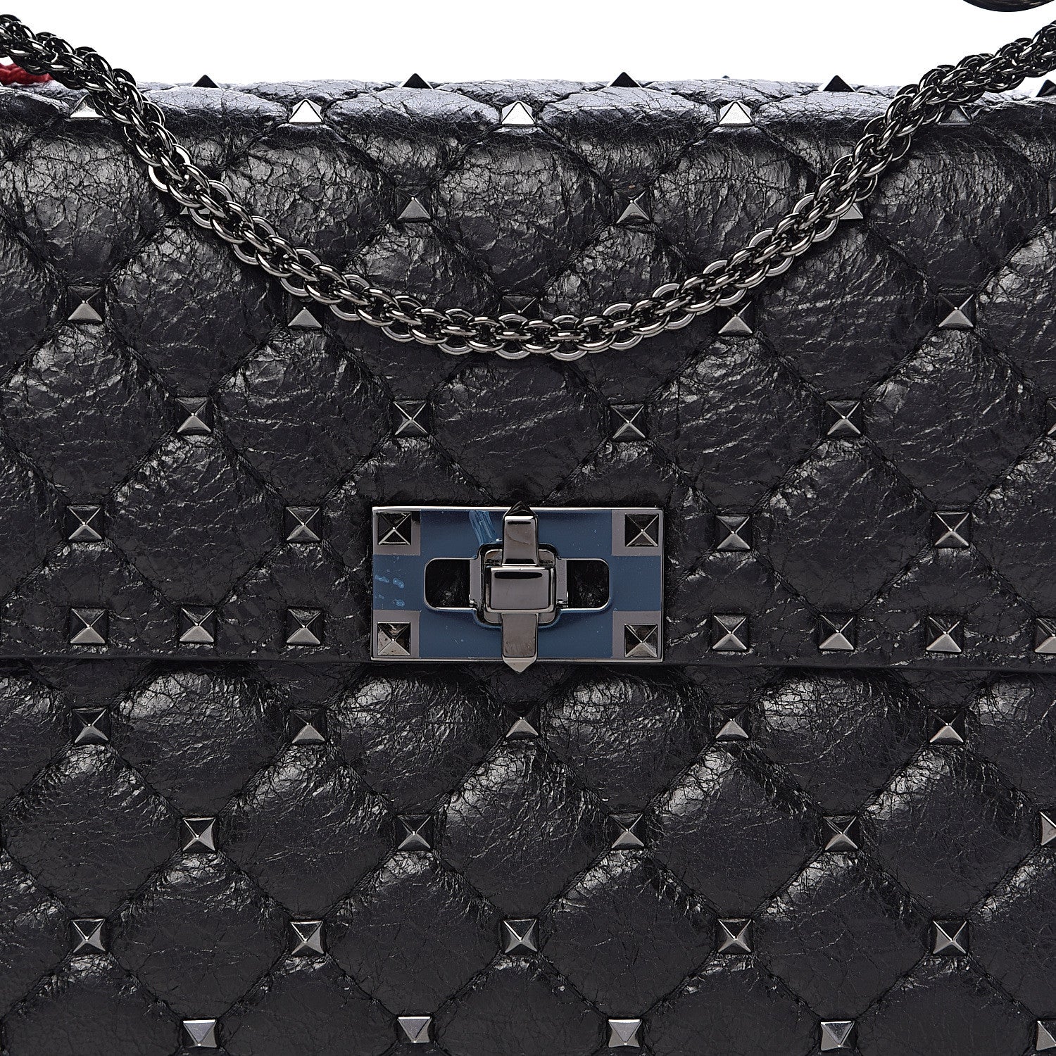 Valentino Garavani Craquele Nappa Medium Rockstud Spike Shoulder Bag Black 9 of 9
