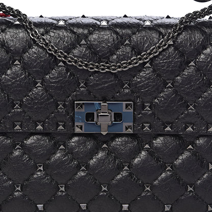 Valentino Garavani Craquele Nappa Medium Rockstud Spike Shoulder Bag Black 9 of 9