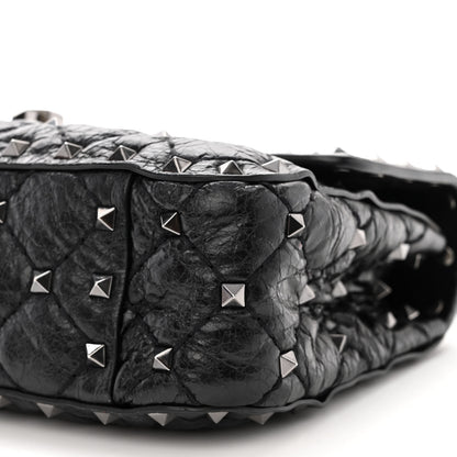 Valentino Garavani Craquele Nappa Small Rockstud Spike Shoulder Bag Black 10 of 11