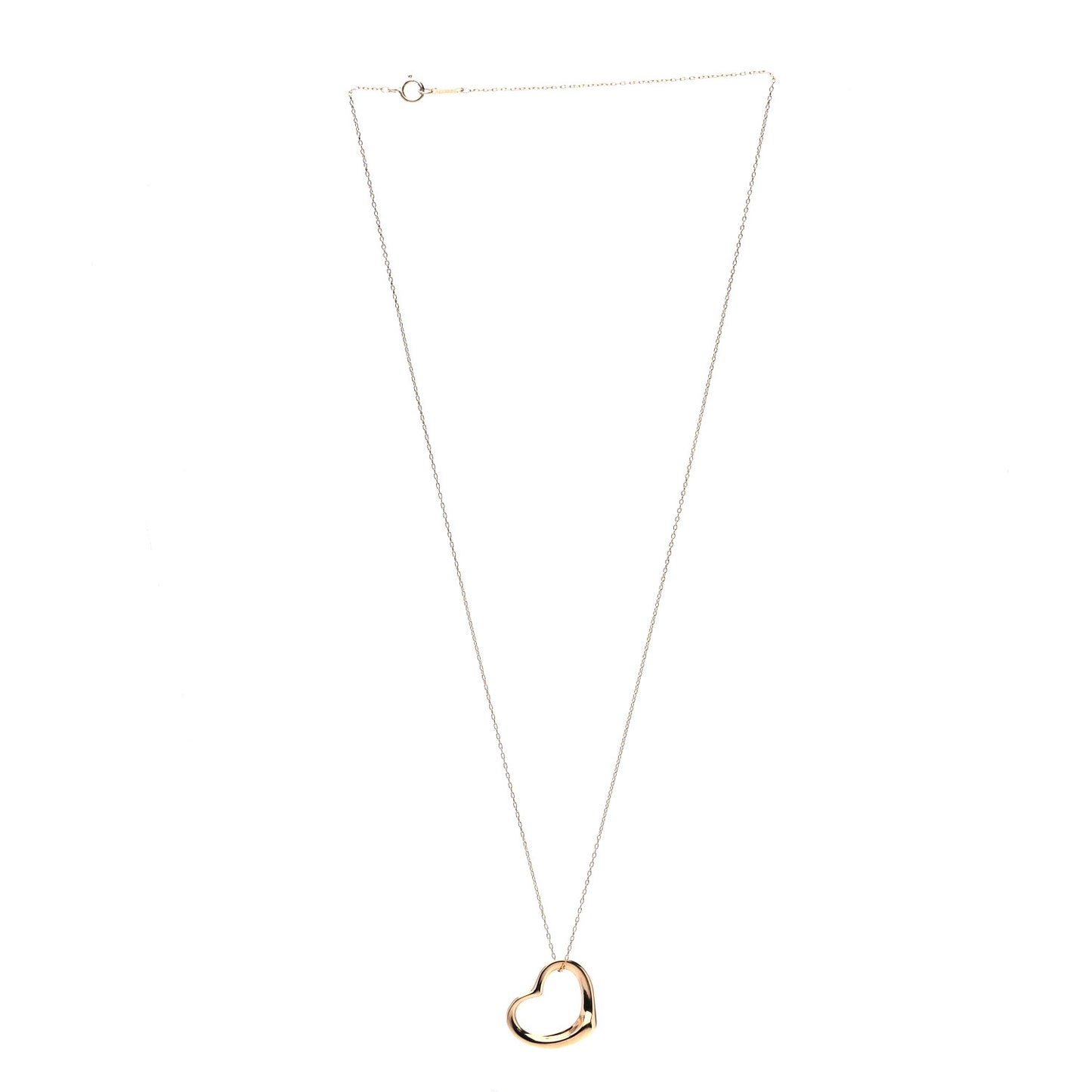 18K Yellow Gold 22mm Elsa Peretti Open Heart Pendant Necklace