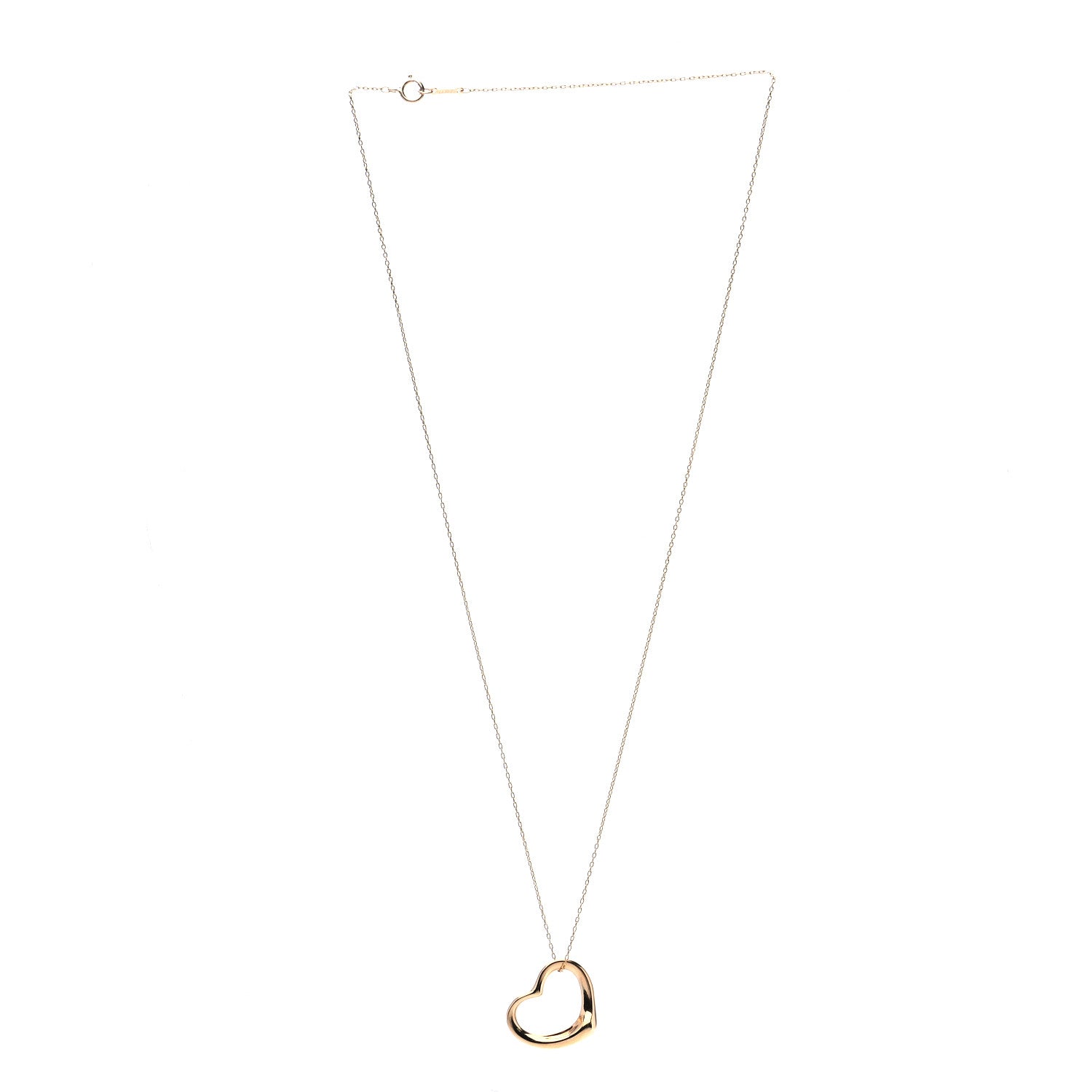 Tiffany 18K Yellow Gold 22mm Elsa Peretti Open Heart Pendant Necklace 3 of 7
