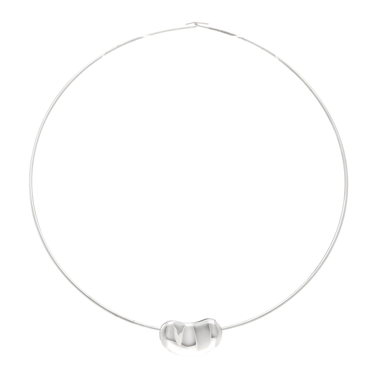 Sterling Silver 25mm Elsa Peretti Bean Pendant Wire Necklace