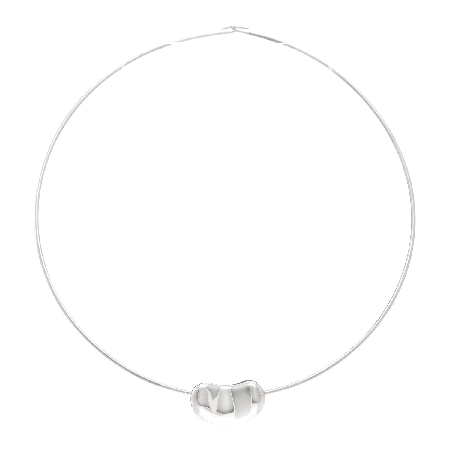 Tiffany Sterling Silver 25mm Elsa Peretti Bean Pendant Wire Necklace 1 of 3