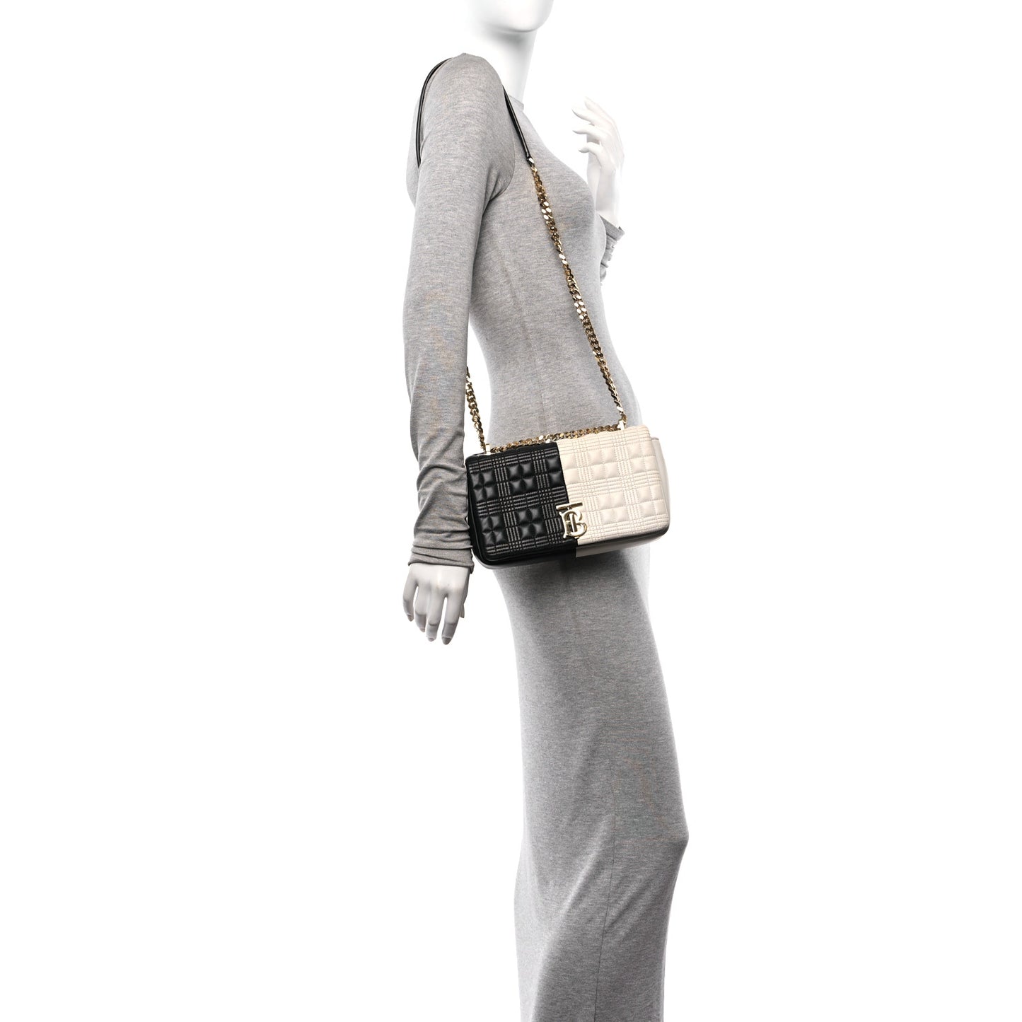 Lambskin Quilted Small Lola Bag White Black