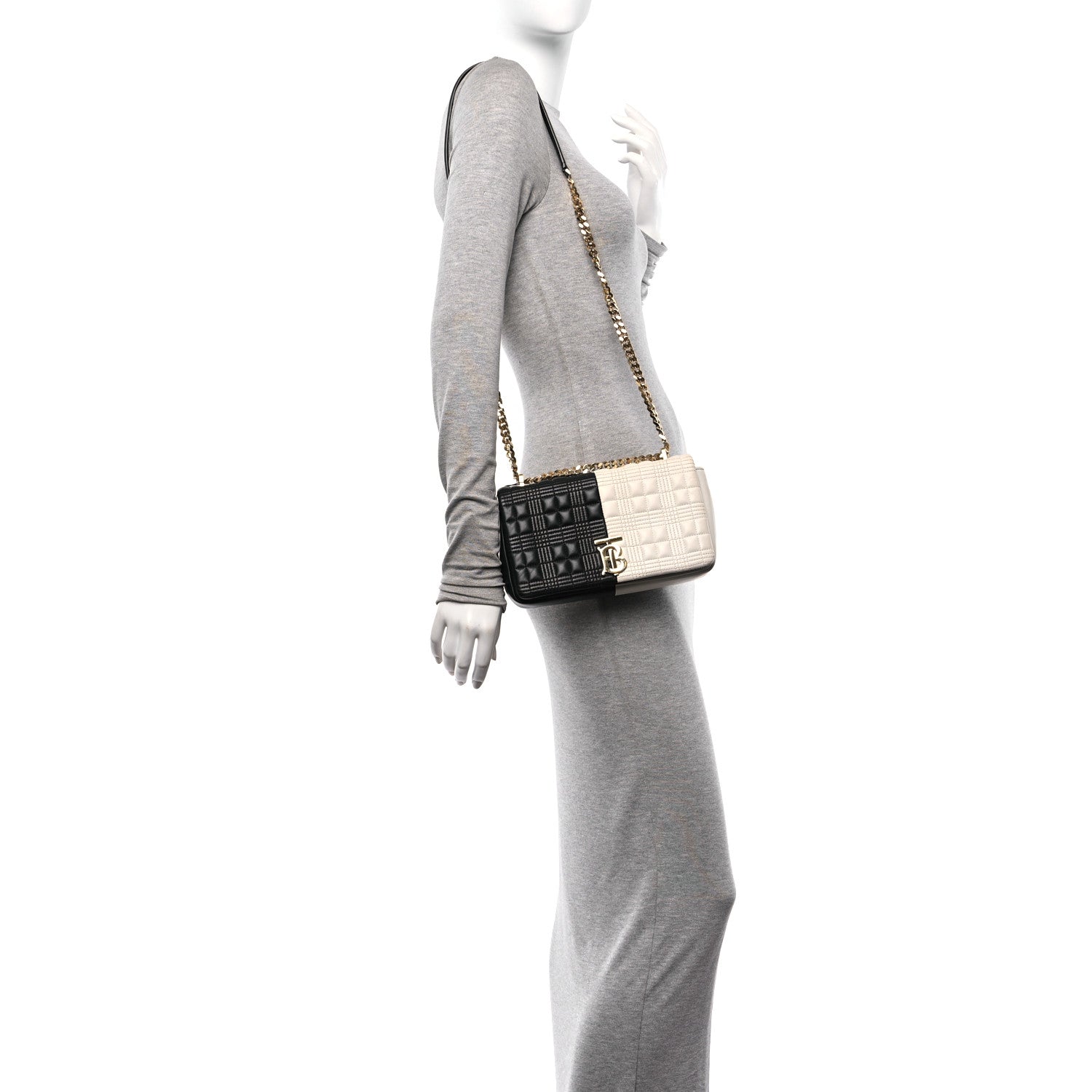 Burberry Lambskin Quilted Small Lola Bag White Black 3 of 11