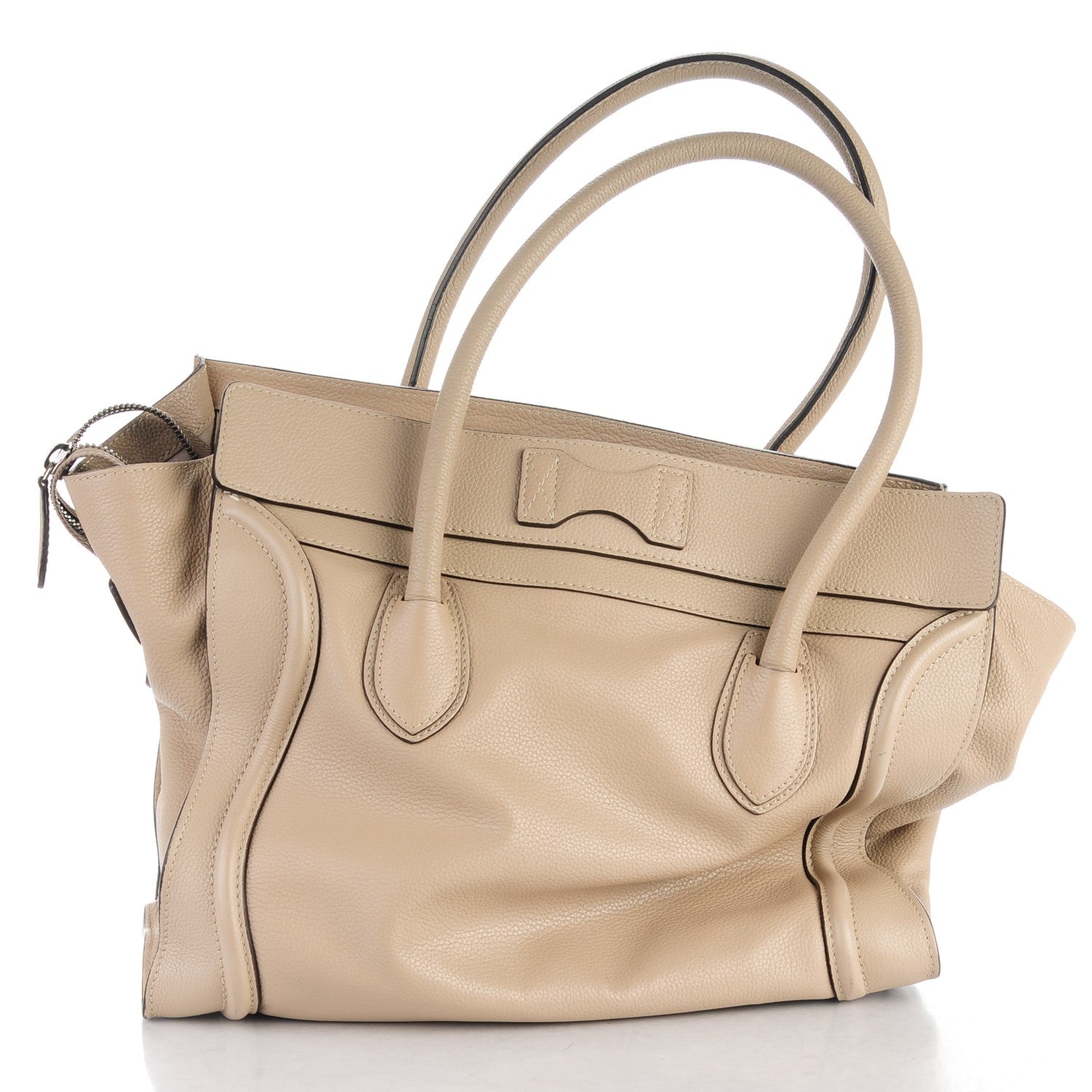 Celine Drummed Calfskin Shoulder Luggage Dune 10 of 10
