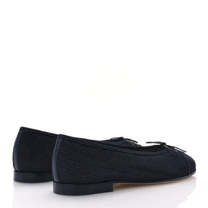 Chanel Embroidered Fabric Cap Toe CC Ballerina Flats 40.5 Dark Navy Blue 5 of 9