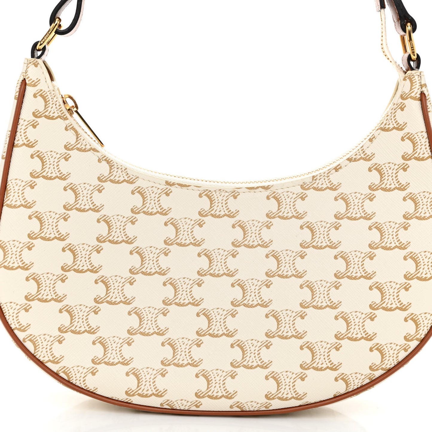 Canvas Calfskin Ava Triomphe Shoulder Bag White