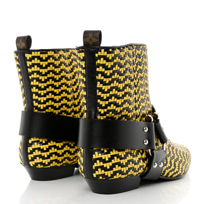 Louis Vuitton Calfskin Woven Rhapsody Ankle Boots 41 Yellow Black 4 of 10