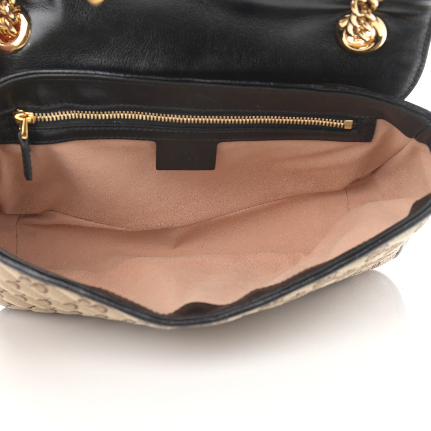 Gucci Monogram Matelasse Diagonal Small GG Marmont Shoulder Bag Beige Black 5 of 12