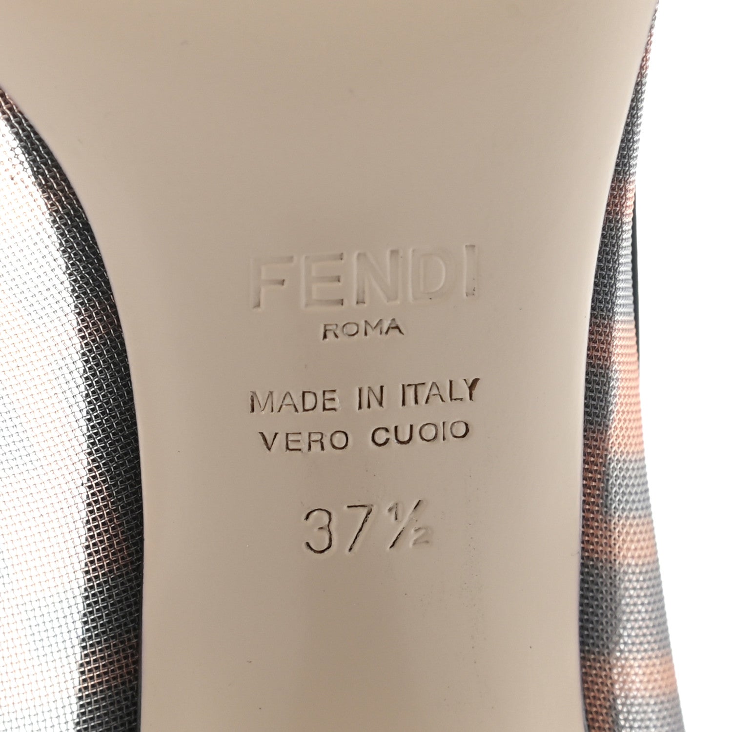 Fendi Technical Mesh Vitello Gommato FF Colibri 85mm Pumps 37.5 Tobacco Moro Black 6 of 7