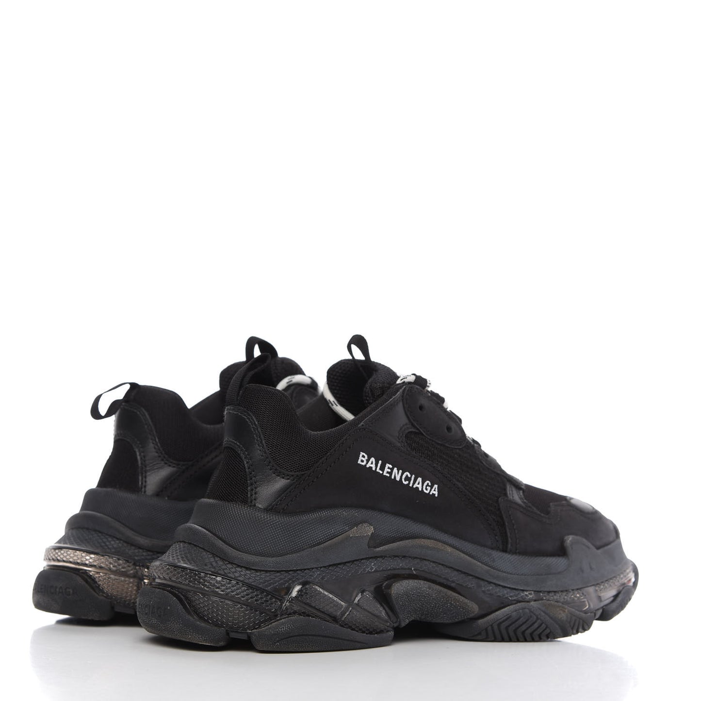 Fabric Mesh Clear Sole Mens Triple S Sneakers 40 Black
