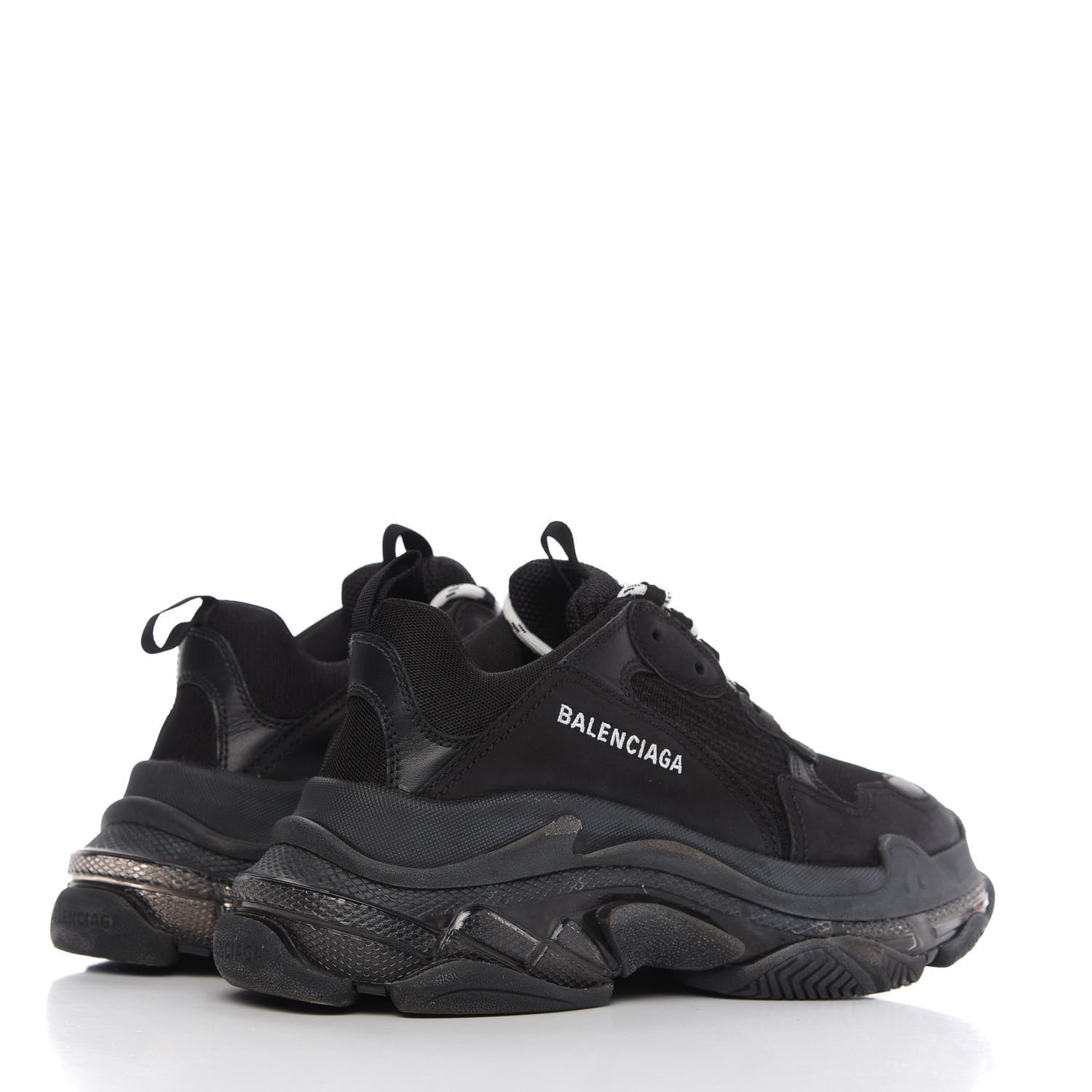 Balenciaga Fabric Mesh Clear Sole Mens Triple S Sneakers 40 Black 4 of 9