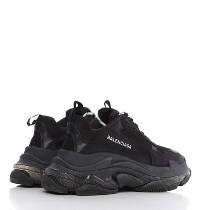 Balenciaga Fabric Mesh Clear Sole Mens Triple S Sneakers 40 Black 4 of 9