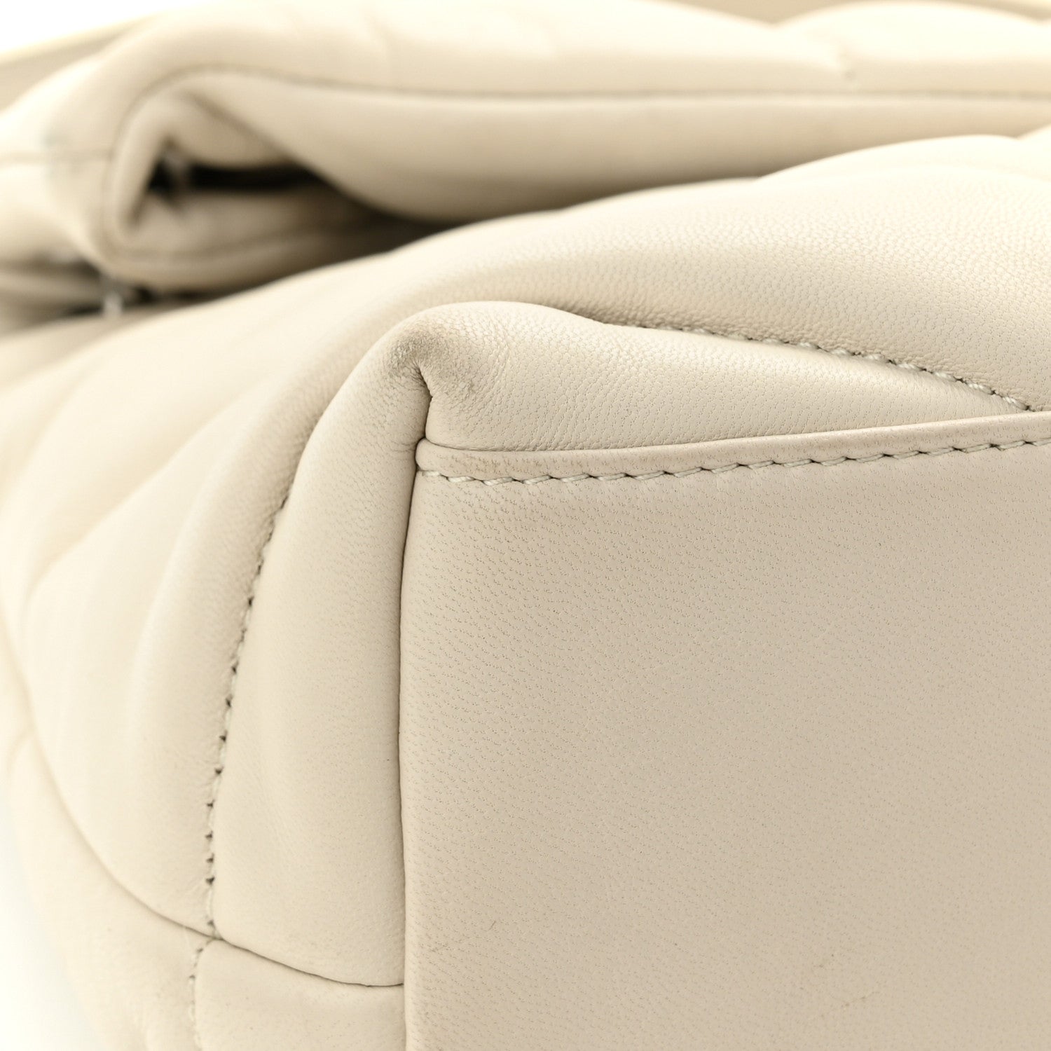 Saint Laurent Lambskin Quilted Small Loulou Puffer Monogram Chain Satchel Blanc Vintage 13 of 16