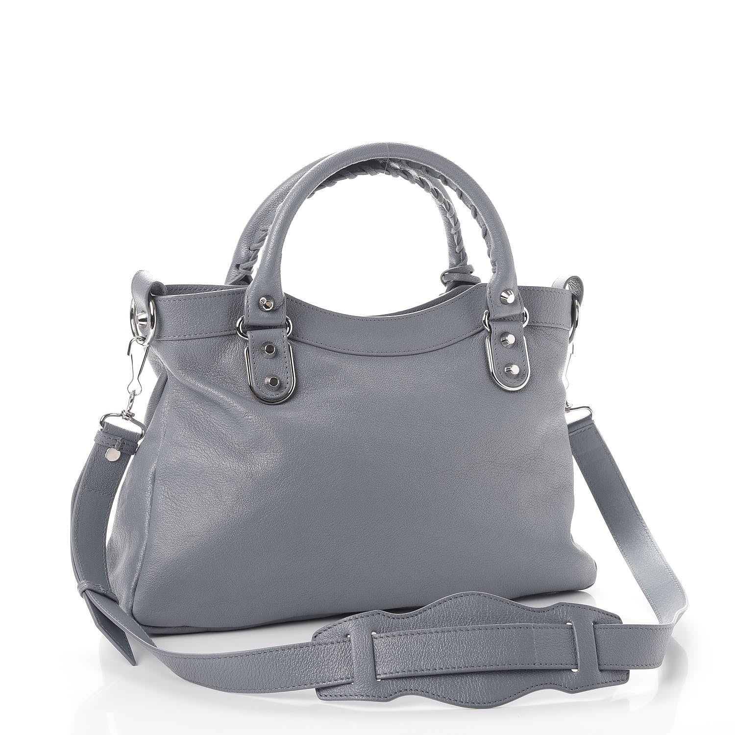 Balenciaga Chevre Silver Metallic Edge Hardware Town Bleu Acier 4 of 9