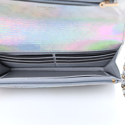 Chanel Iridescent Goatskin Quilted Wallet On Chain WOC Silver 5 of 12