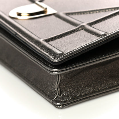 Christian Dior Metallic Calfskin Diorama Wallet on Chain Pouch Gunmetal 8 of 10