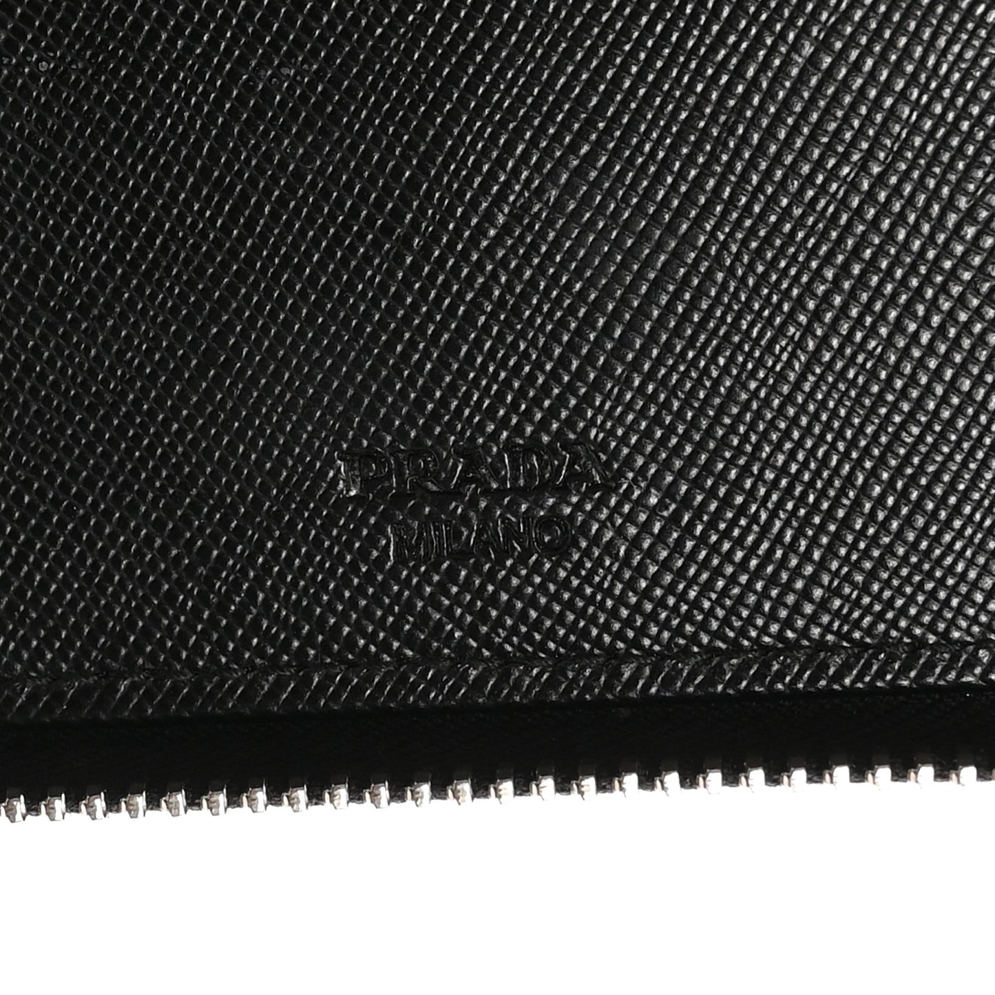 Saffiano Metal Large Zip Around Travel Wallet Black
