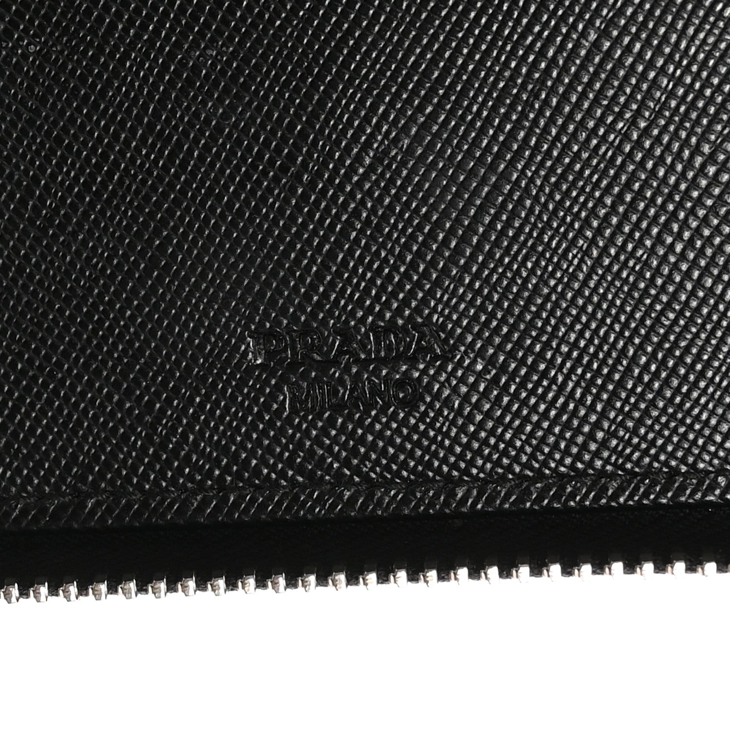 Prada Saffiano Metal Large Zip Around Travel Wallet Black 6 of 8