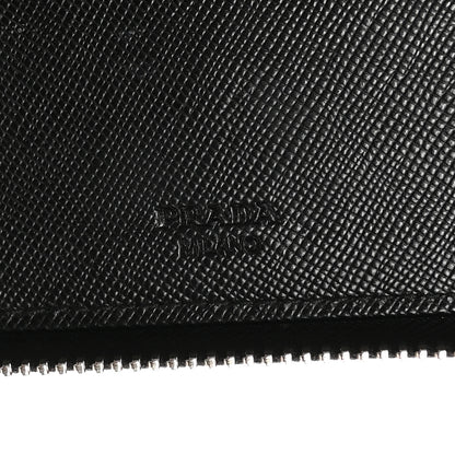 Prada Saffiano Metal Large Zip Around Travel Wallet Black 6 of 8