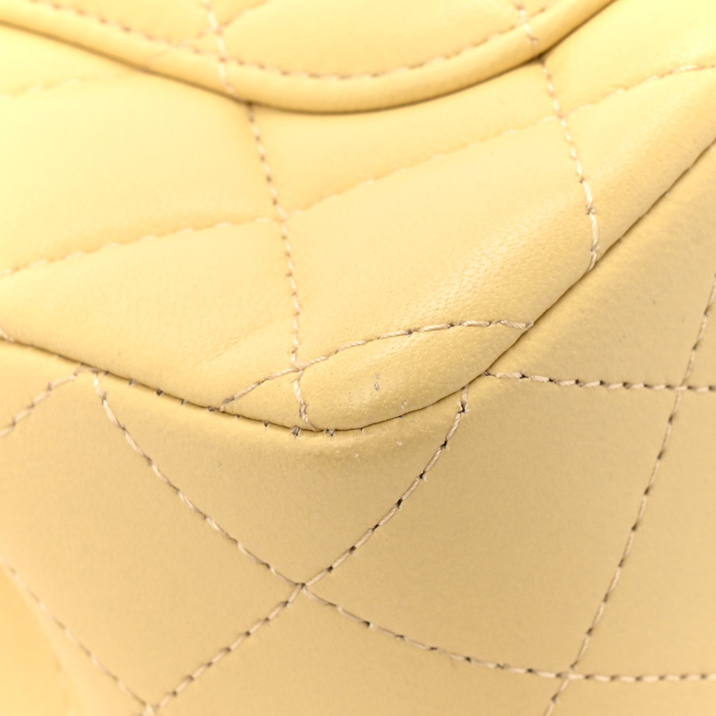 Lambskin Quilted Mini Top Handle Rectangular Flap Yellow