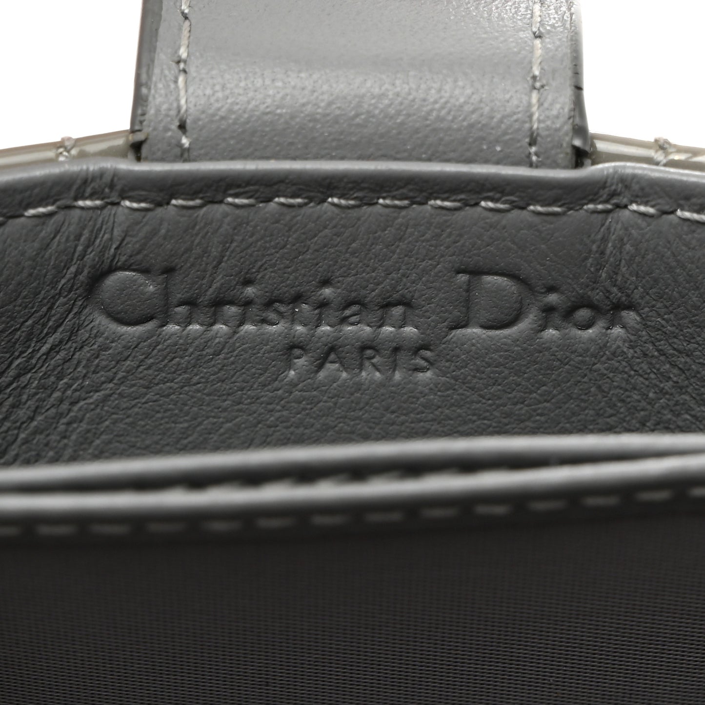 CHRISTIAN DIOR Patent Cannage Lady Dior 5-Gusset Card Holder Grey