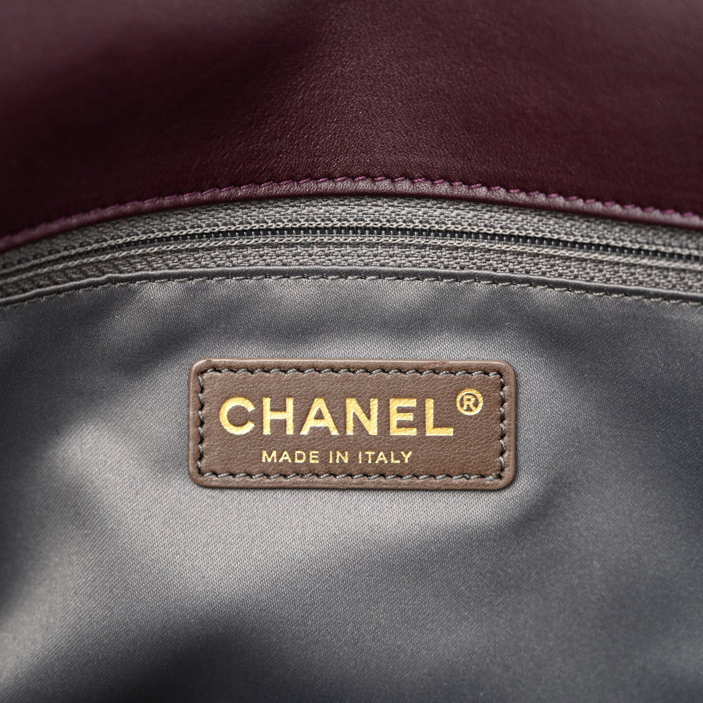 Calfskin Quilted Stitch Flap Plum