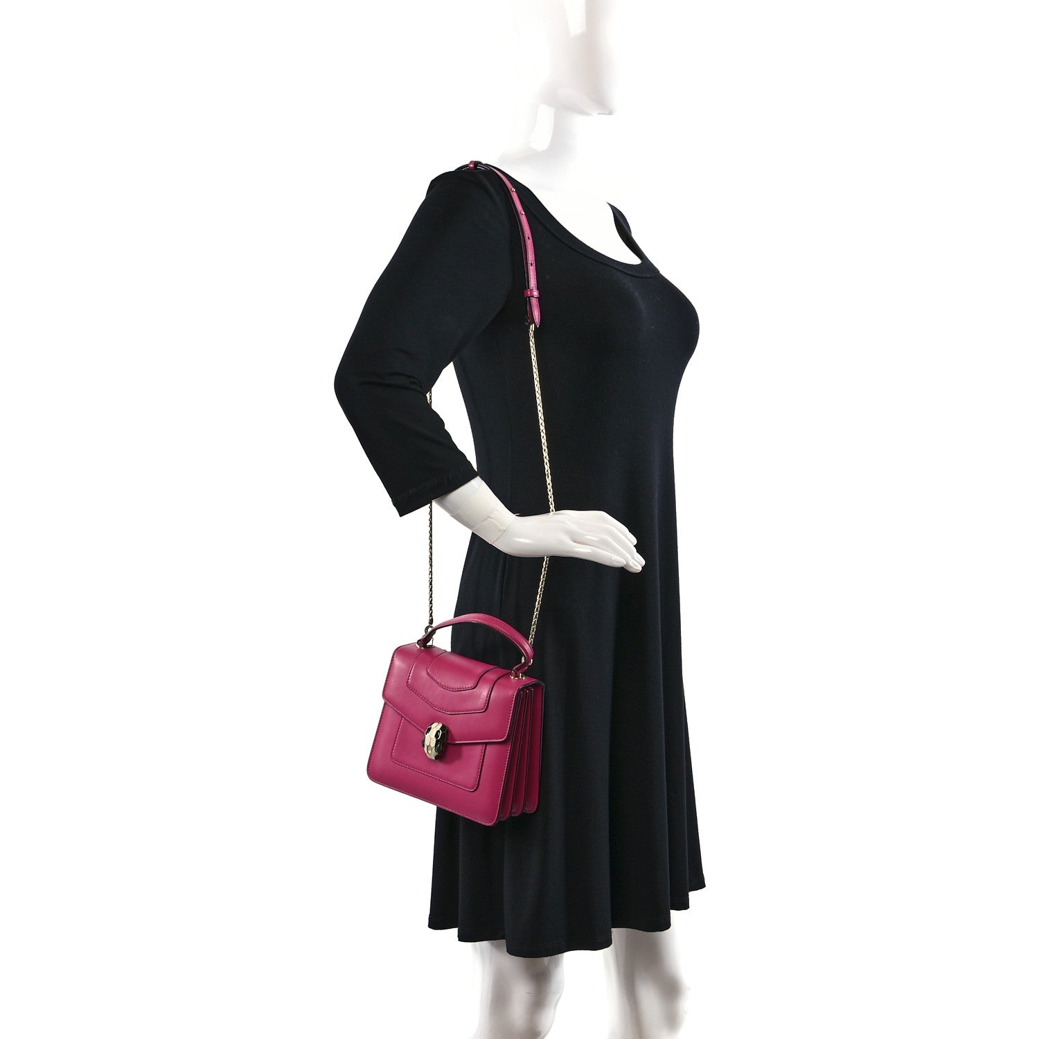 Bulgari Calfskin Serpenti Forever Top Handle Pink 2 of 11