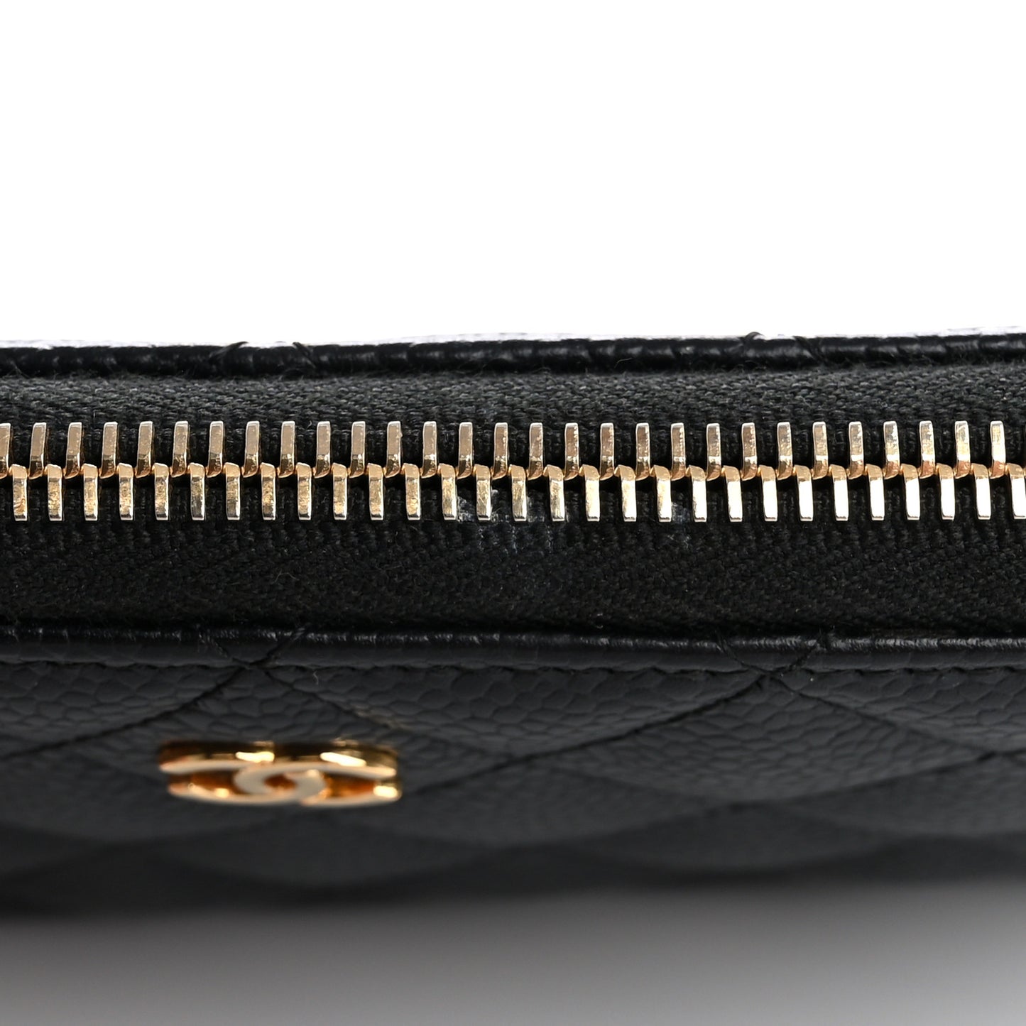 Caviar Quilted Large Gusset Zip Around Wallet Black