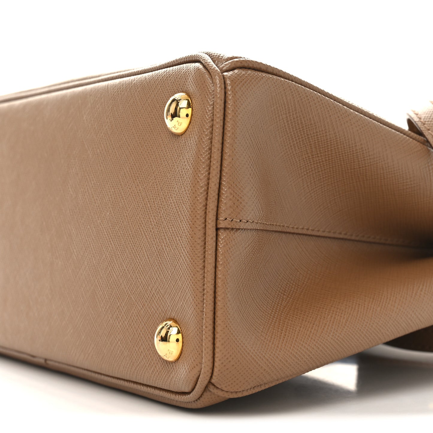 Saffiano Mini Galleria Double Zip Tote Caramel