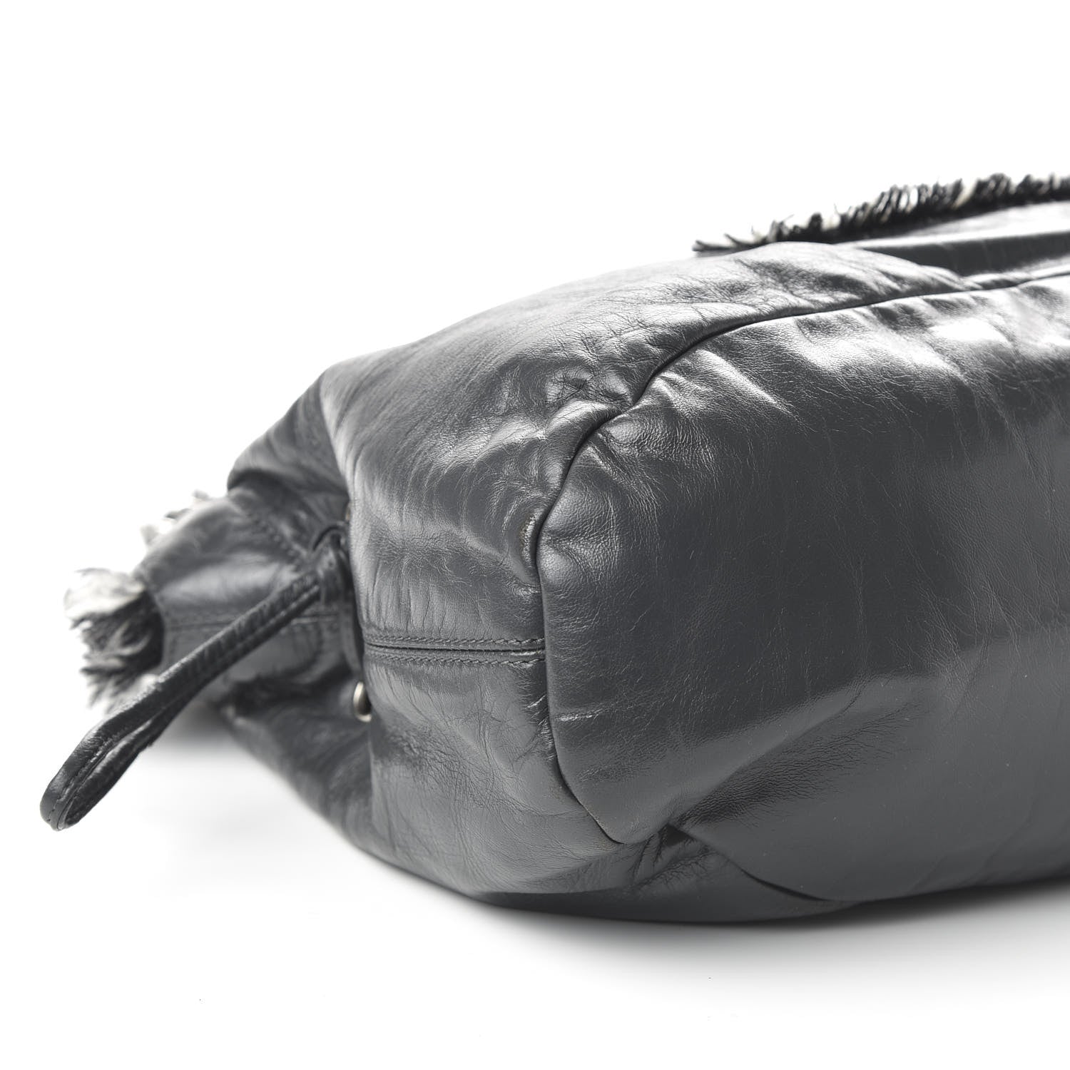 Chanel Tweed Lambskin Drawstring Tweedy Tote Dark Grey 6 of 10