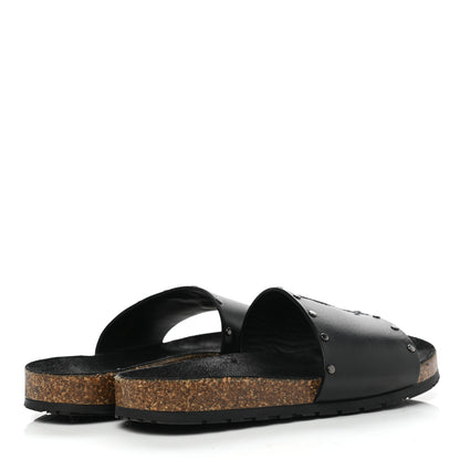 Saint Laurent Calfskin Suede Joan Slide Sandals 38 Black 4 of 9