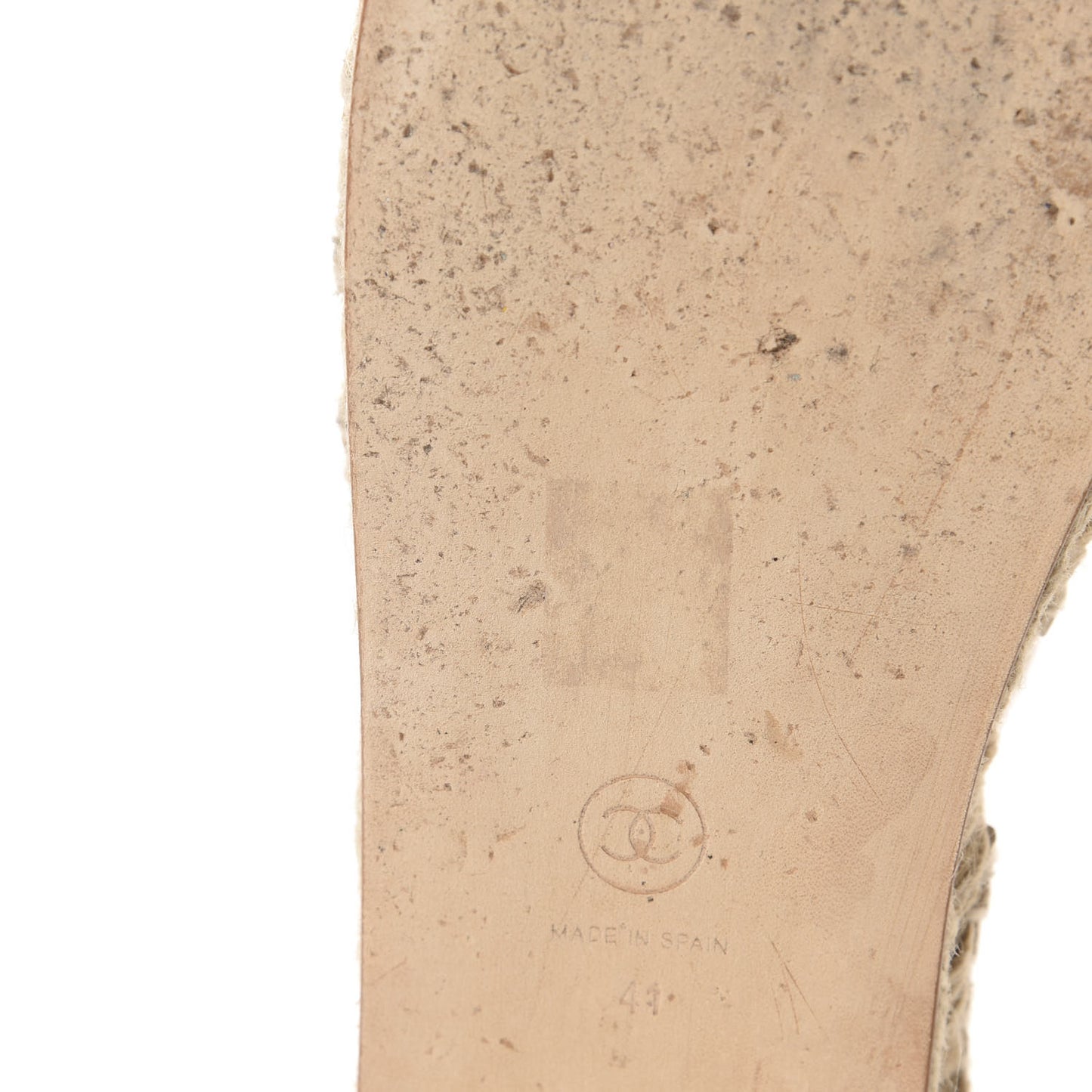 Lambskin Chain Espadrille Sandals 41 Beige White