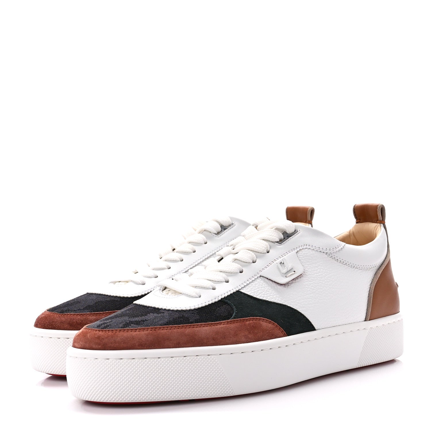 Christian Louboutin Suede Calfskin Mens Happyrui Flat Sneakers 44 White Multicolor 3 of 10