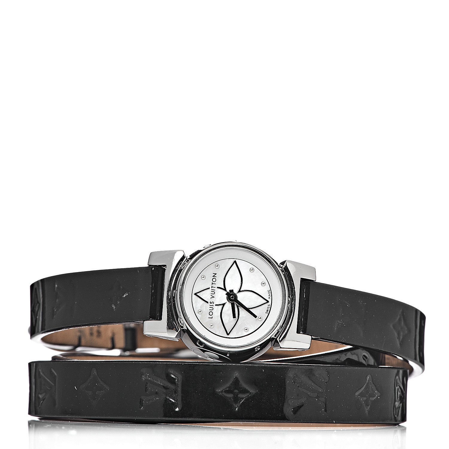 Louis Vuitton Stainless Steel Vernis Mother of Pearl 18mm Tambour Bijou Quartz Watch 3 of 12