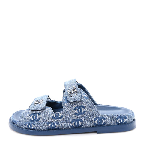 Denim CC Velcro Dad Chain CC Slide Sandals 37 Blue