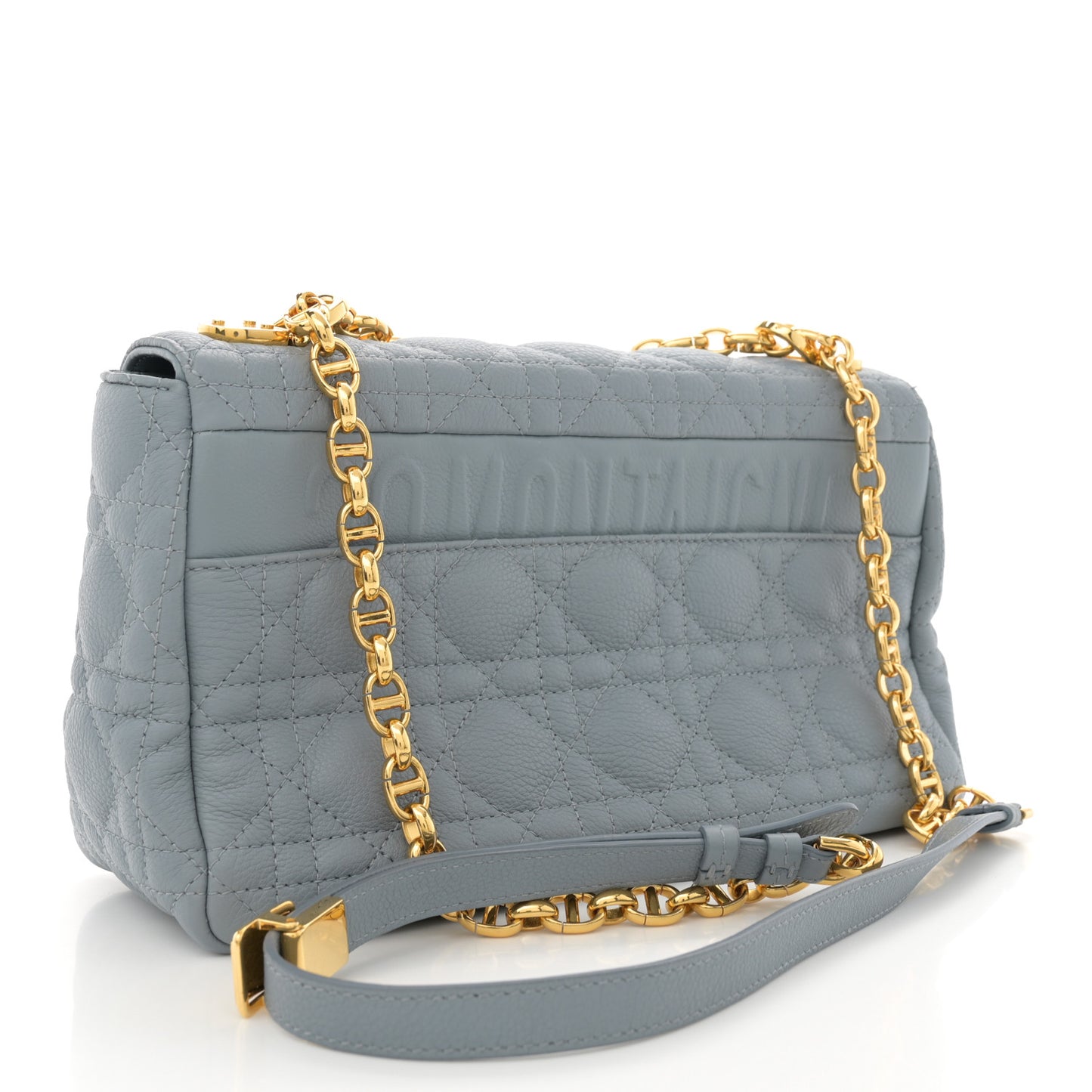 Supple Calfskin Cannage Medium Caro Bag Ethereal Grey