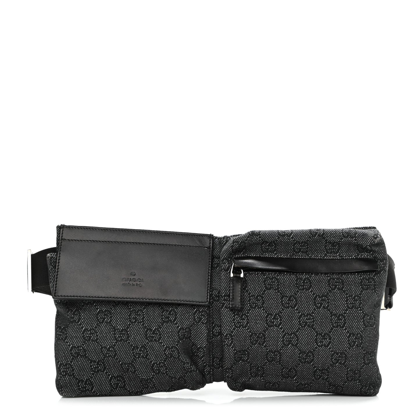 Denim Monogram Double Pocket Belt Bag Black
