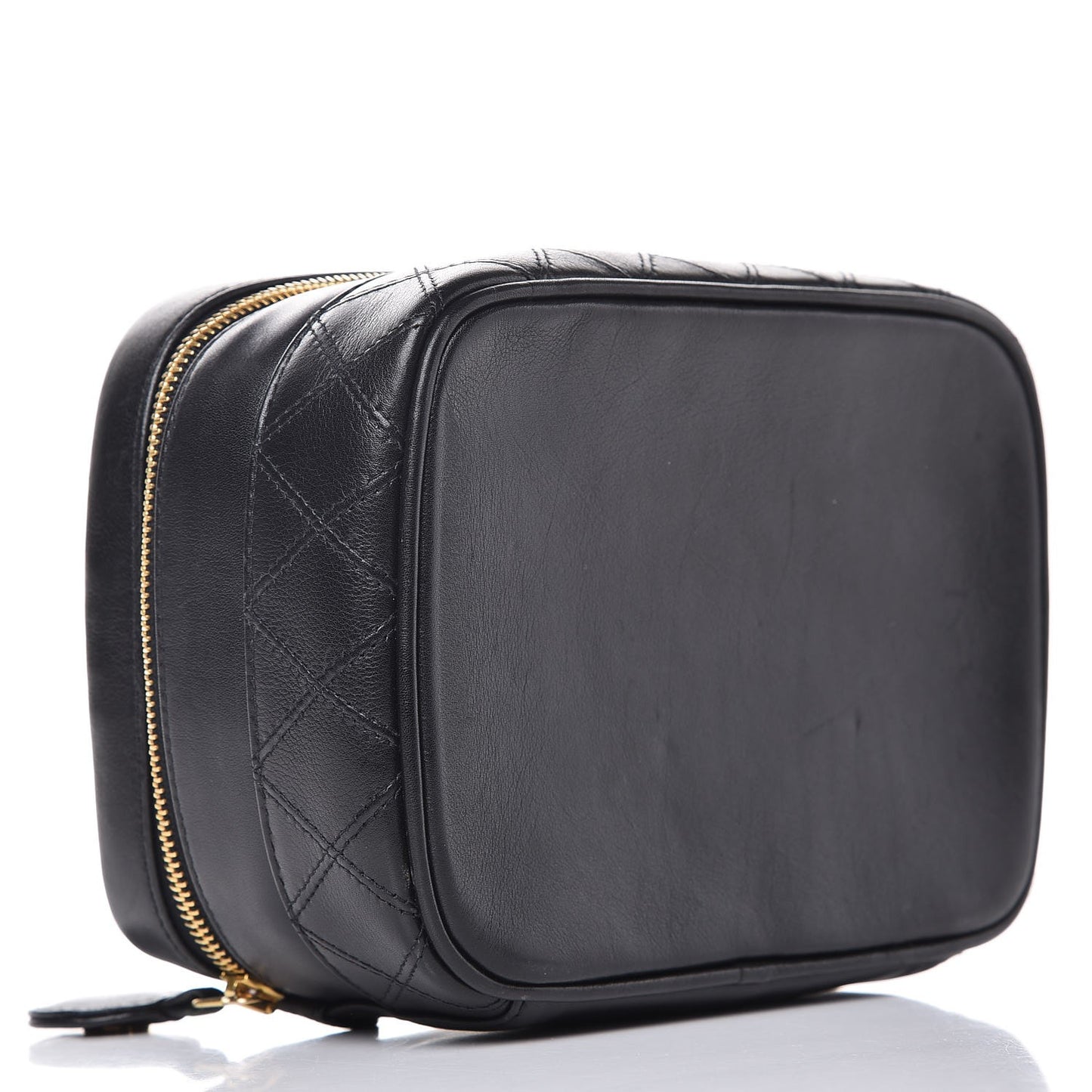 Lambskin Quilted Vanity Cosmetic Case Black