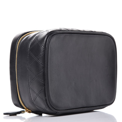 Chanel Lambskin Quilted Vanity Cosmetic Case Black 4 of 8