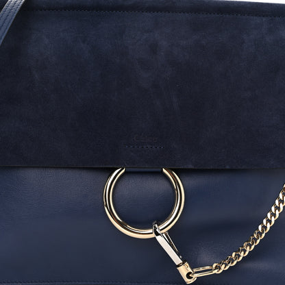 Chloe Suede Calfskin Medium Faye Shoulder Bag Royal Navy 7 of 9