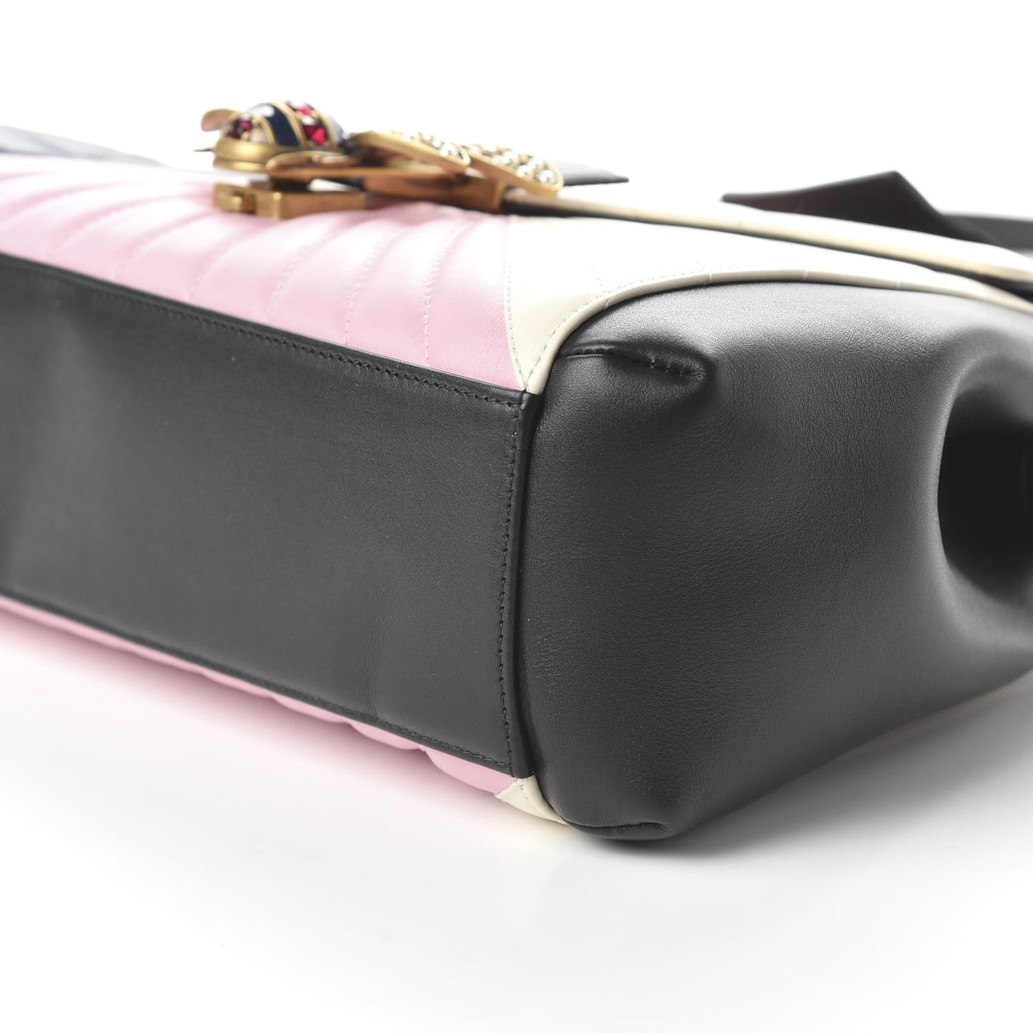 Calfskin Bamboo Trapuntata Queen Margaret Top Handle Bag Blue Agata Hibiscus Red Mystic White Sugar Pink