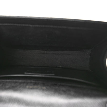 Saint Laurent Grain De Poudre Textured Mixed Matelasse Triquilt Medium Monogram Monochrome Satchel Black 5 of 10